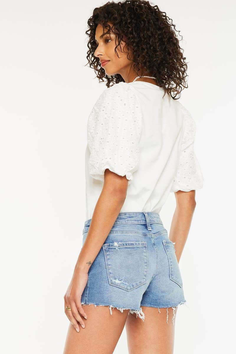 KANCAN MID RISE BOY FIT DENIM SHORTS
