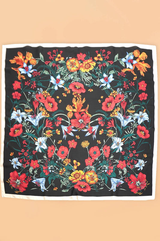 LARGE FLORAL PRINT BANDANA SCARF