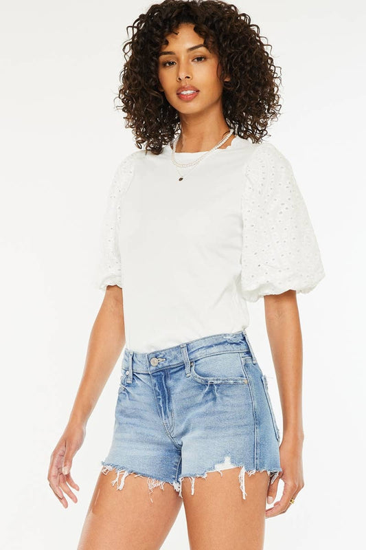 KANCAN MID RISE BOY FIT DENIM SHORTS