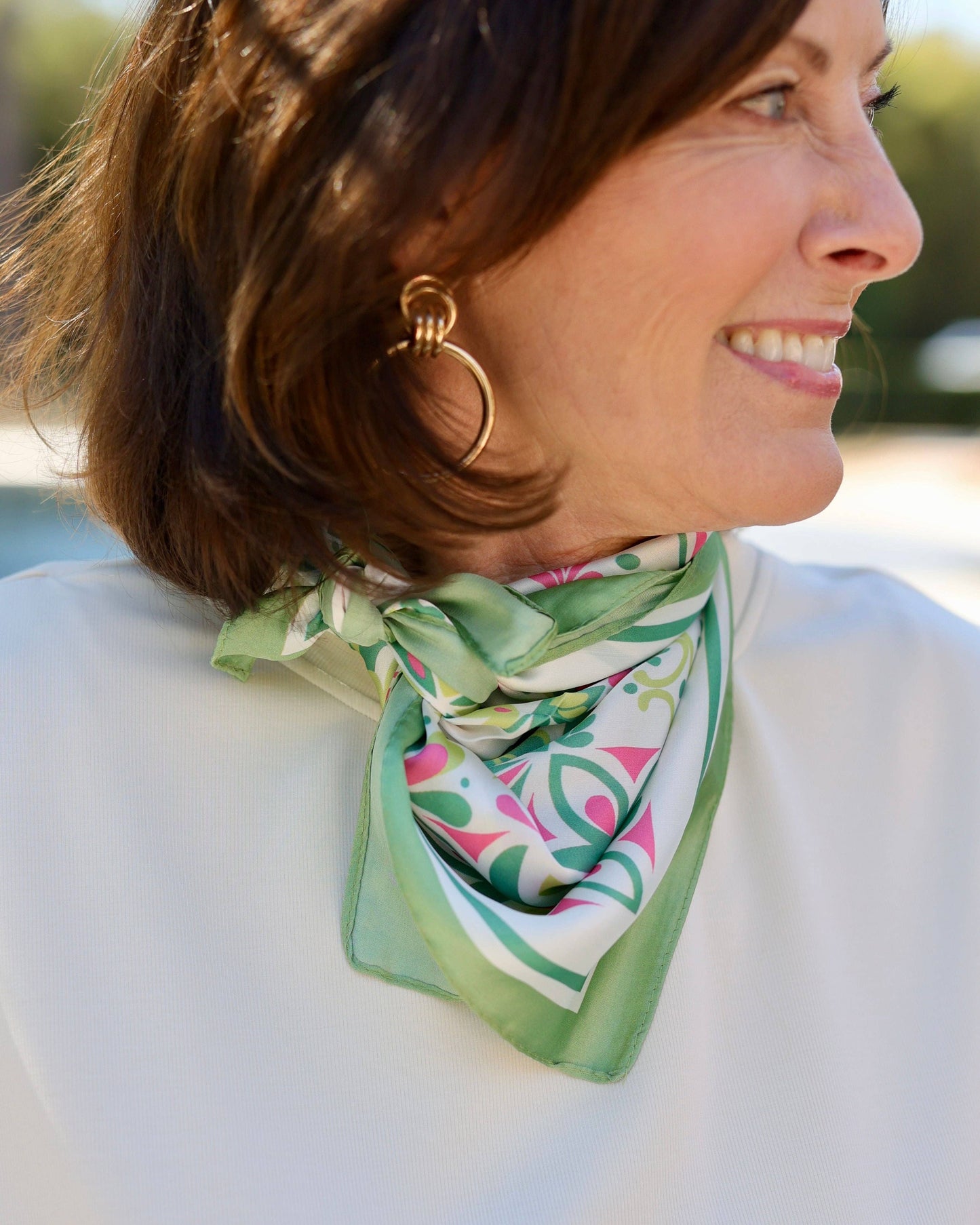 Sorrento Mosaic Print Scarf Green