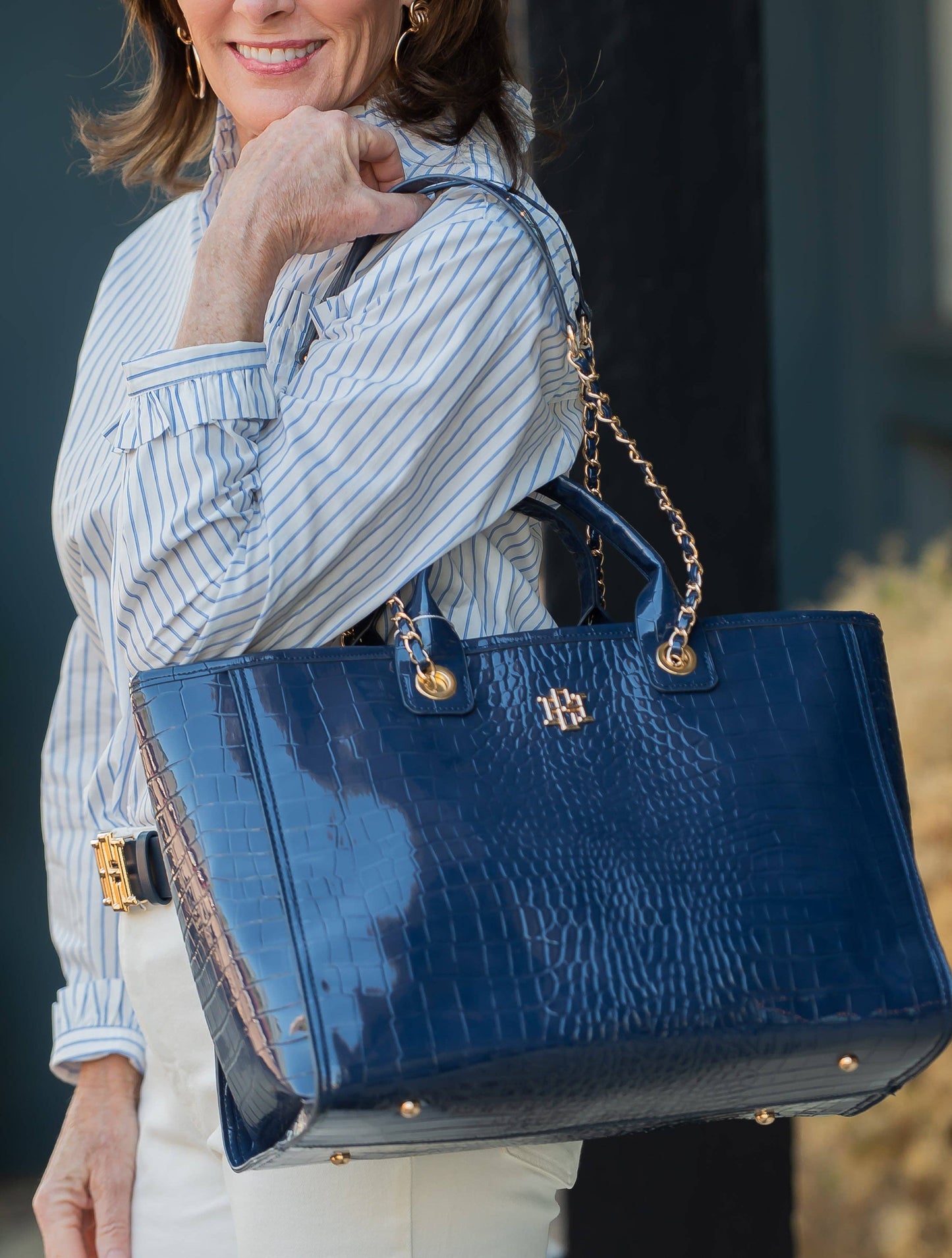 Missy Tote Navy Patent