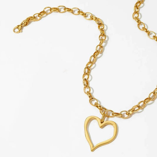 18K STAINLESS STEEL TARNISH FREE HEART NECKLACE