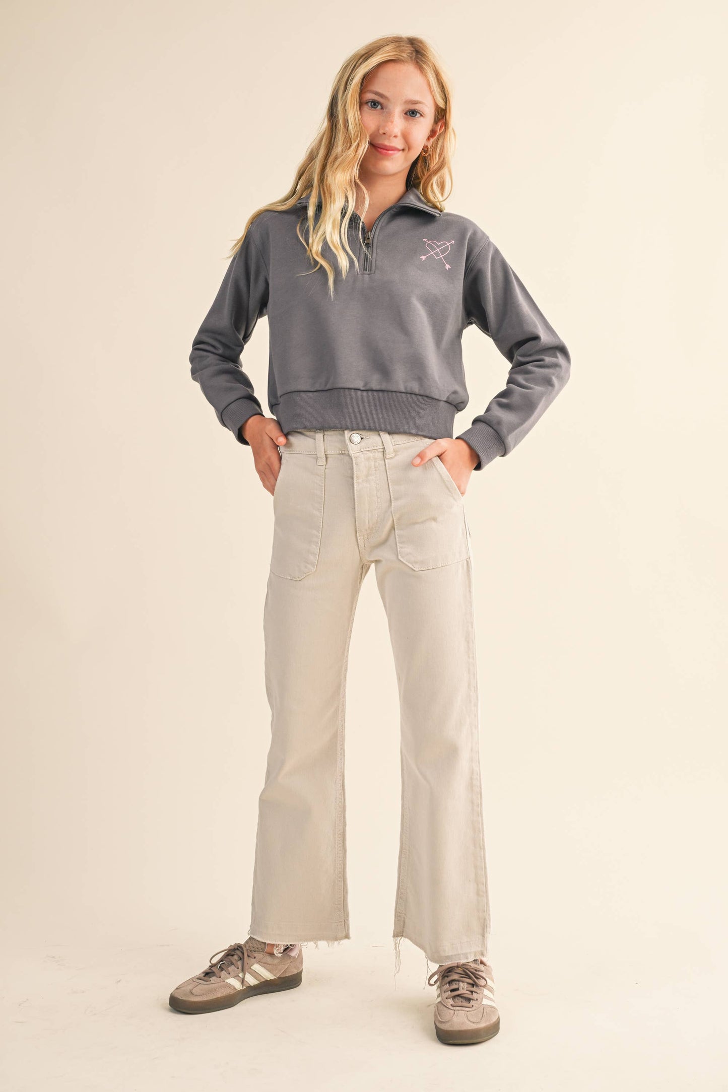 TWEEN KIDS GIRLS HALF ZIP SWEATSHIRT (7-14)