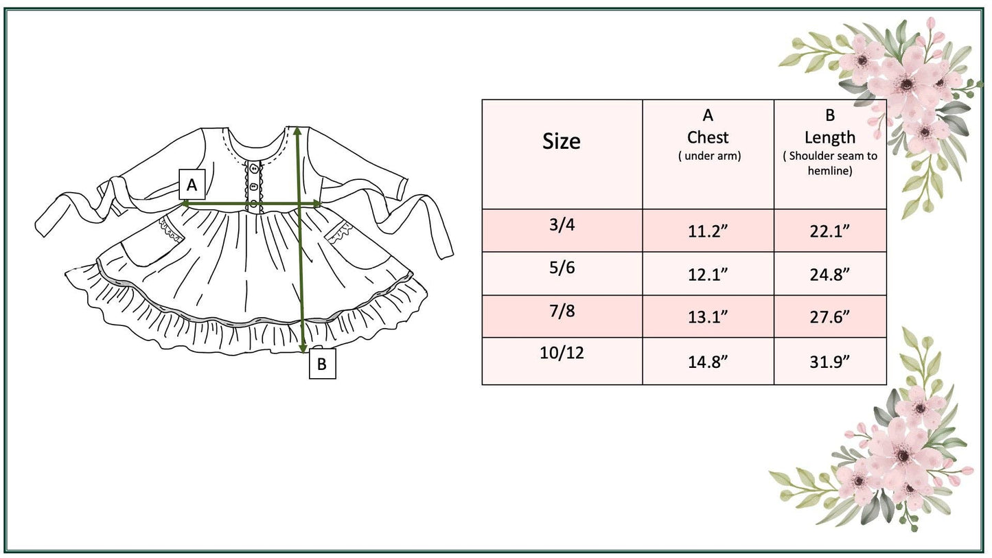 Kids Red & Green Holly Ruffle Button Pocket Tie Back Dress