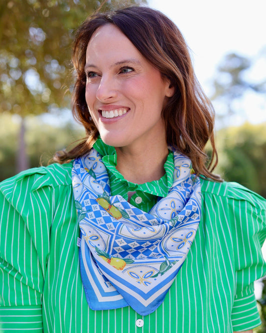 Naples Citrus Print Scarf Blue