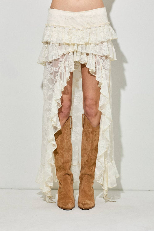 LACE TIERED MAXI SKIRT