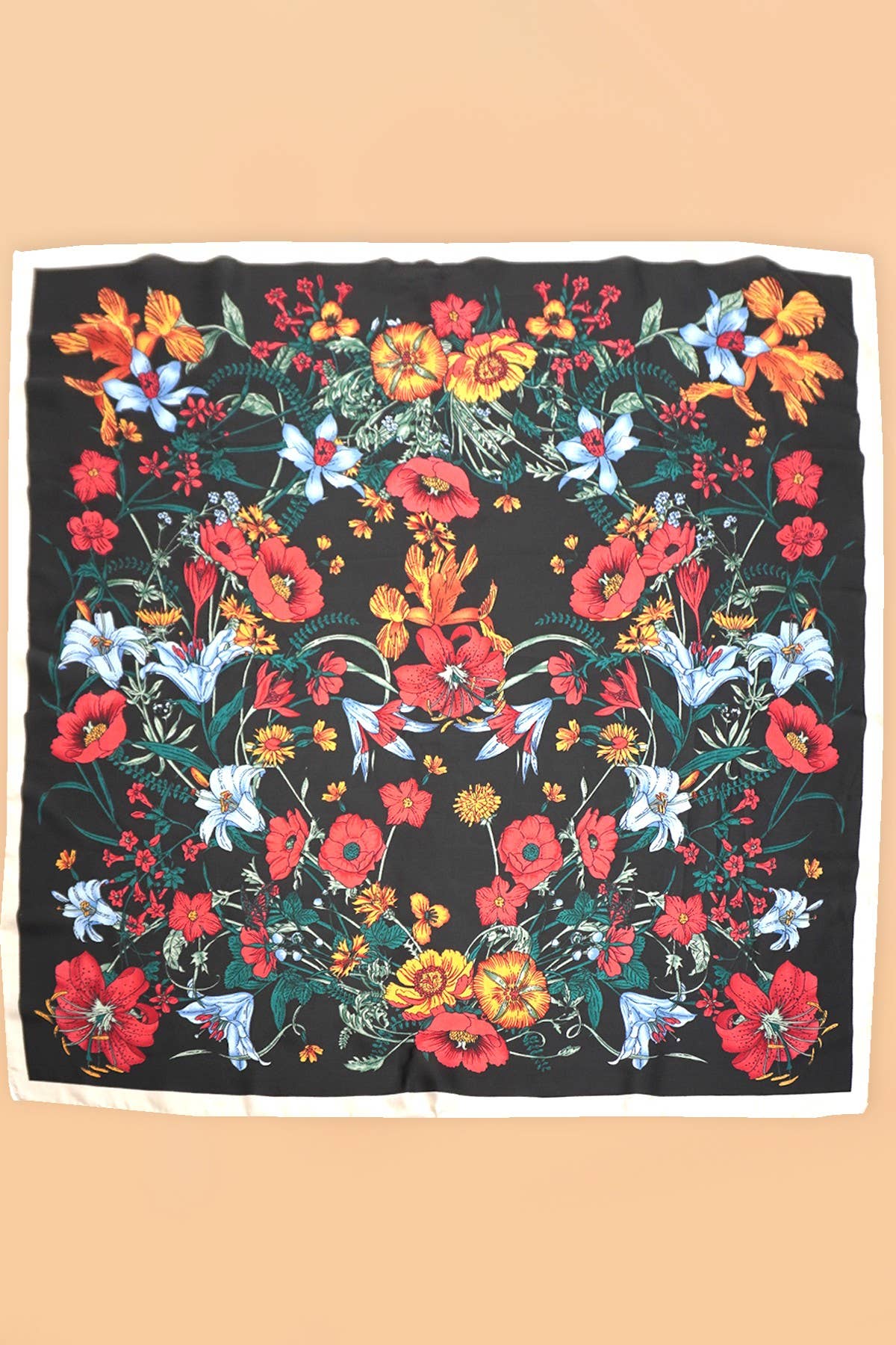 LARGE FLORAL PRINT BANDANA SCARF