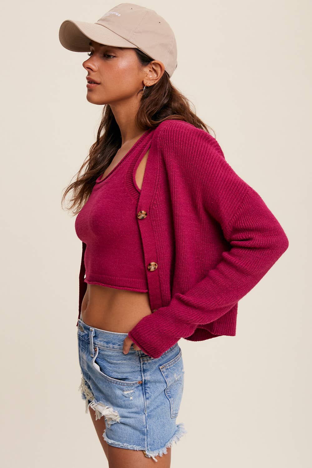 Ribbed Knit Cardigan Set