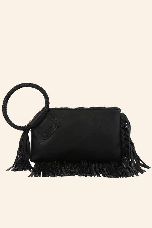 Fringe Cuff Clutch Tassel Wristlet Clutch Bag
