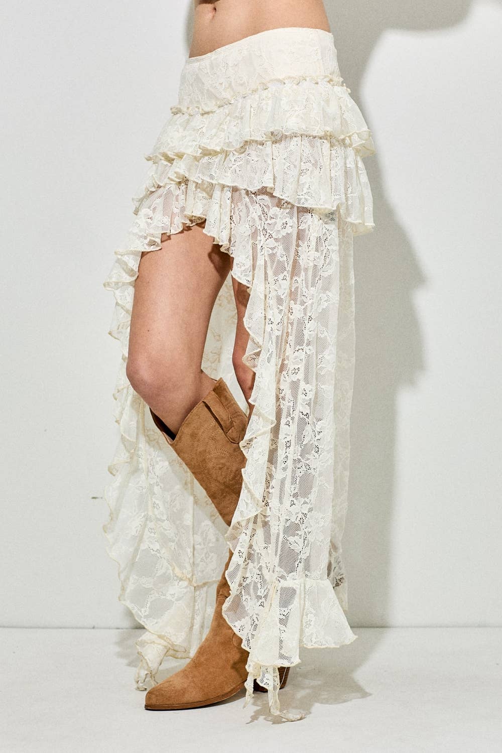 LACE TIERED MAXI SKIRT