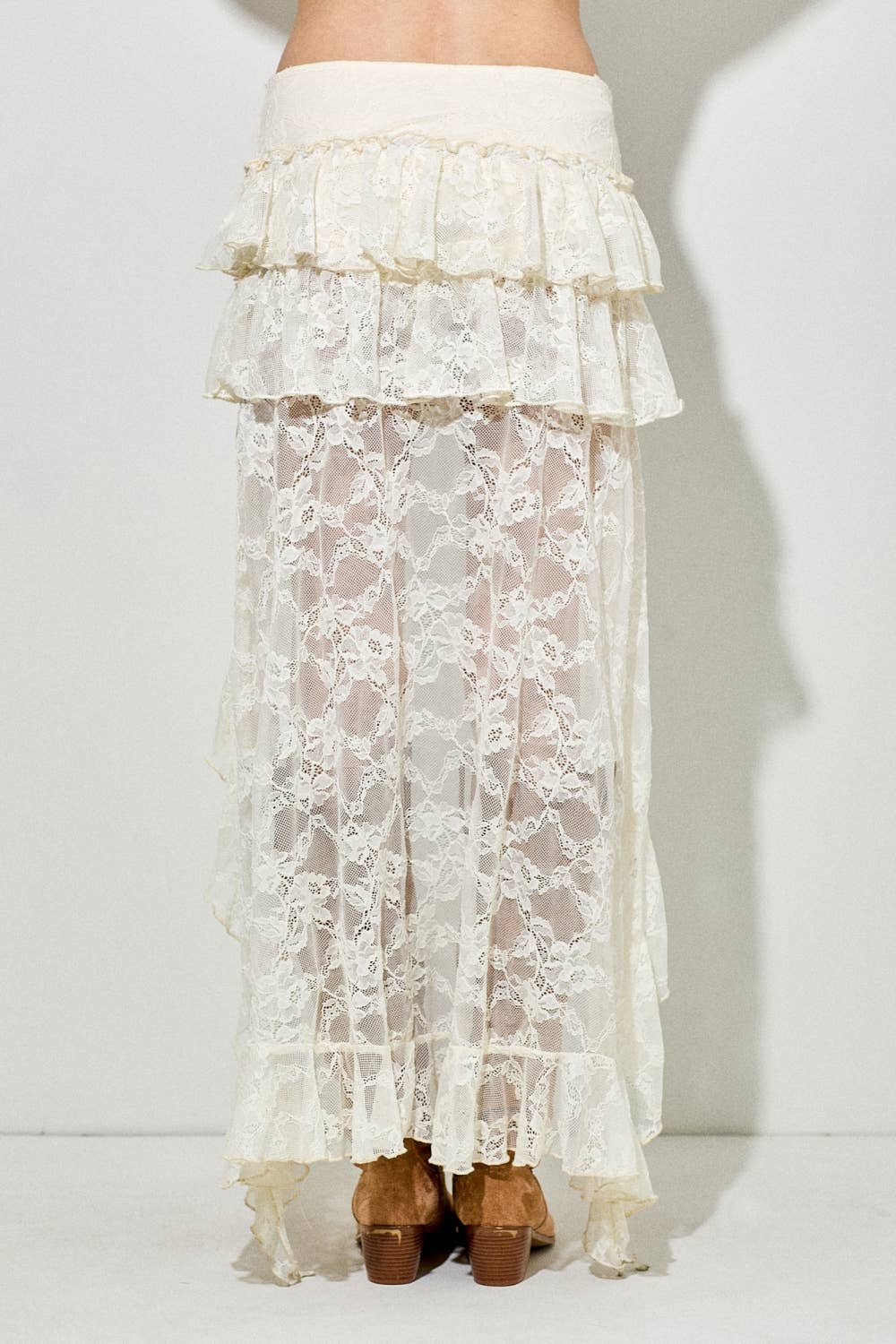 LACE TIERED MAXI SKIRT