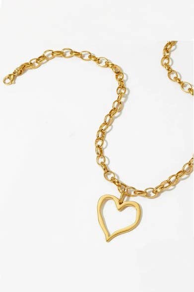 18K STAINLESS STEEL TARNISH FREE HEART NECKLACE