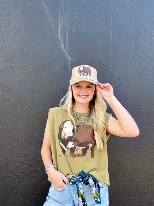 The Hereford Boxy Tank- Olive Green