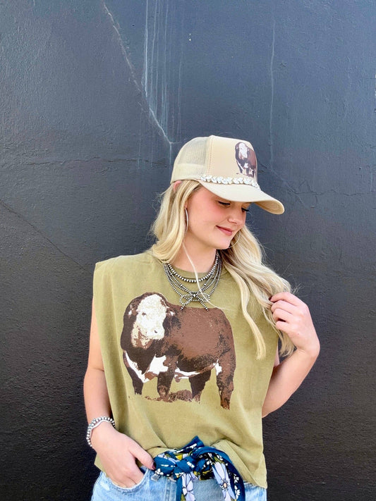 The Hereford Boxy Tank- Olive Green