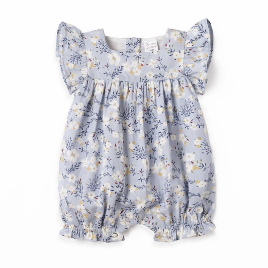 Floral Baby Romper – Soft Cotton One-Piece with Ruffles