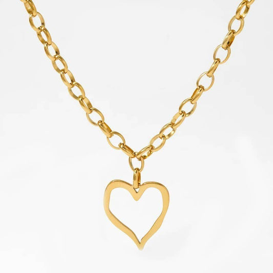 18K STAINLESS STEEL TARNISH FREE HEART NECKLACE
