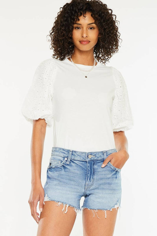 KANCAN MID RISE BOY FIT DENIM SHORTS