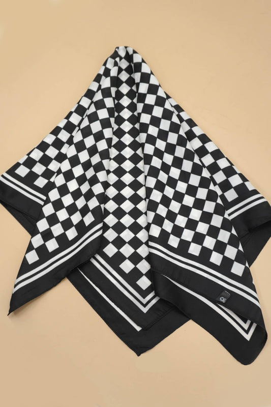 LARGE CHECKER PRINT WILD RAG BANDANA SCARF
