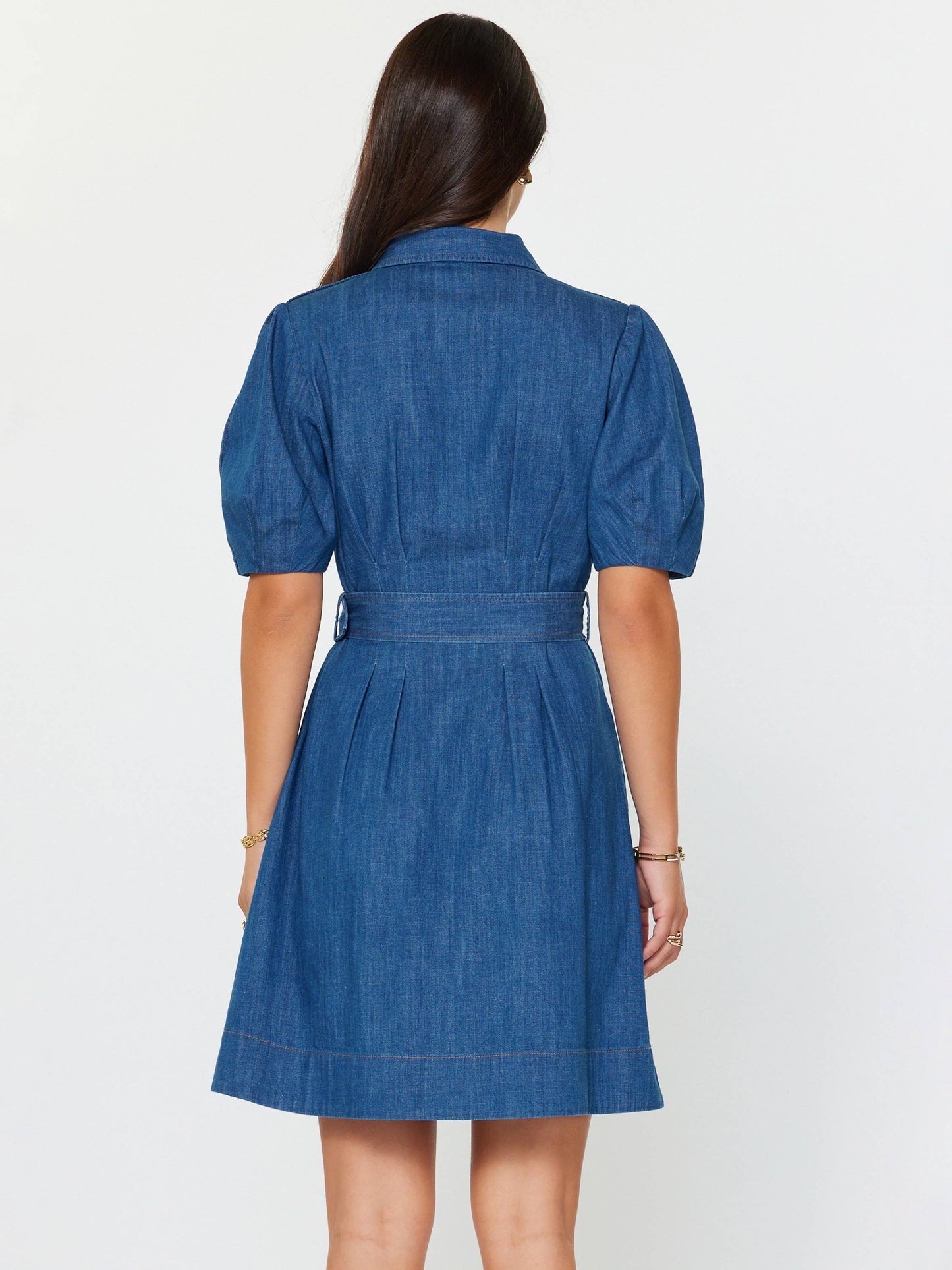 Denim Button Down Belted Mini Dress