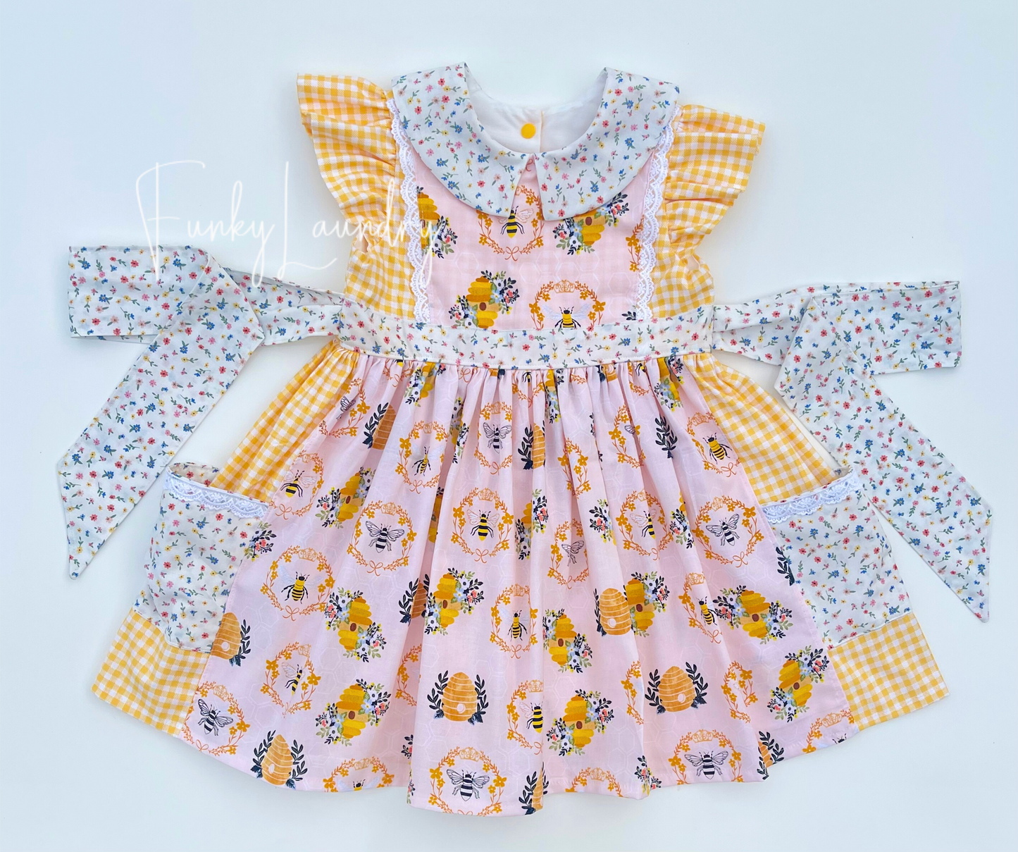 OOAK Buzzing Bees Collared Dress 6